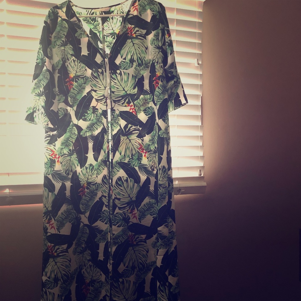 Floral tie front kimono